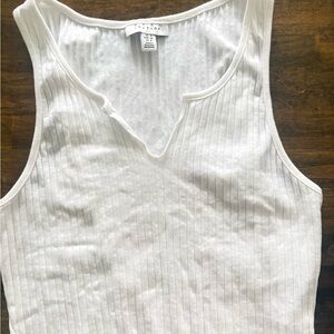 Topshop White Ribbed Tank Top